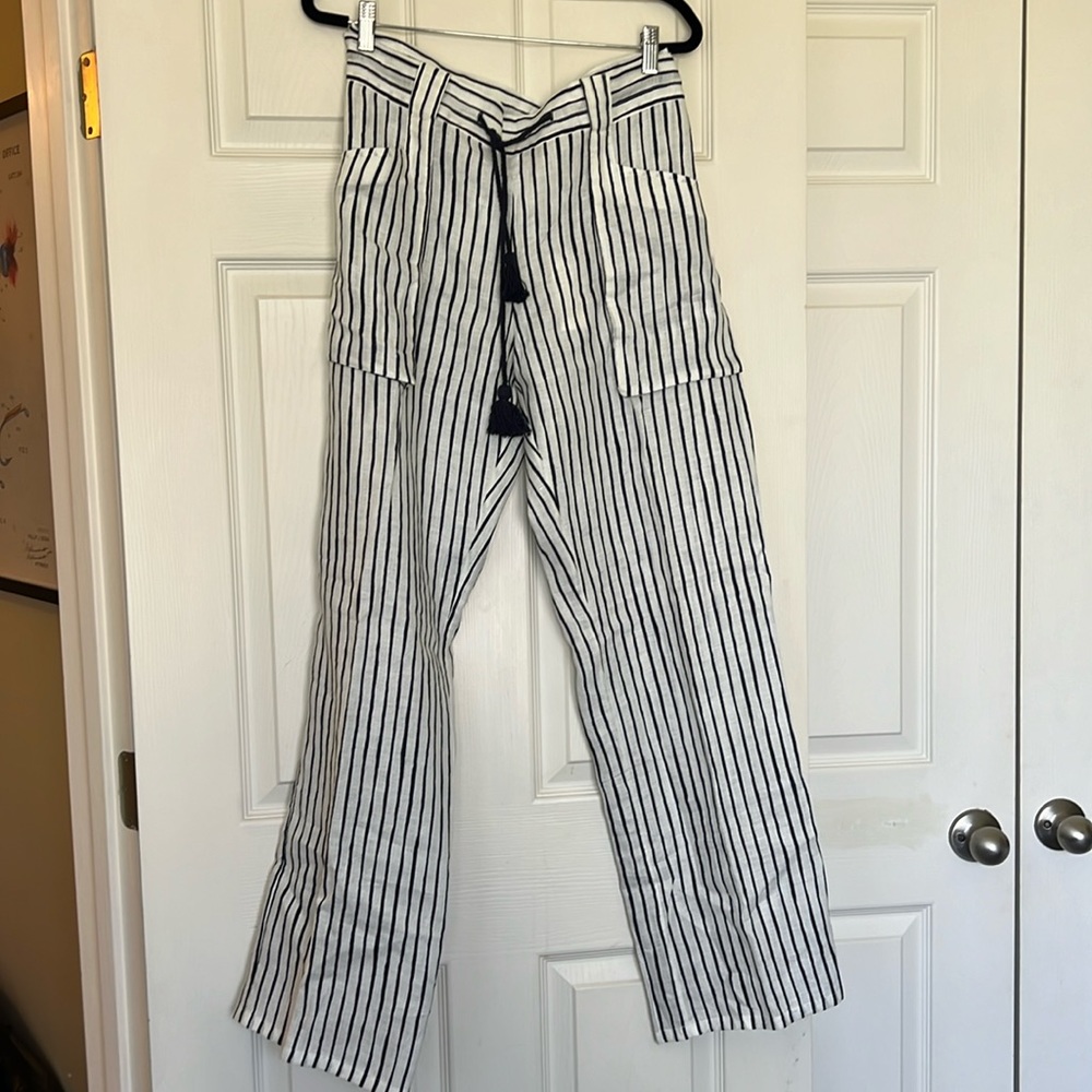 NWT striped linen Tory Buch pants, size L
